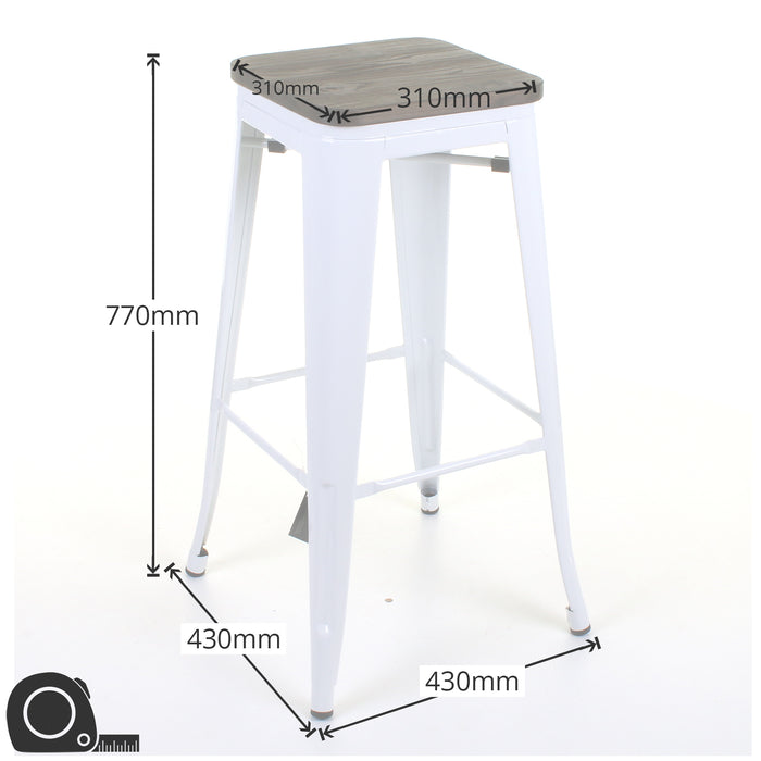 Tolix Style Firenze Bar Stool - White