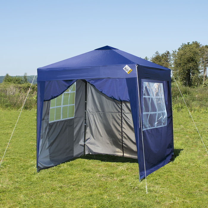 2M x 2M Easy Up Gazebo with Sides - Blue