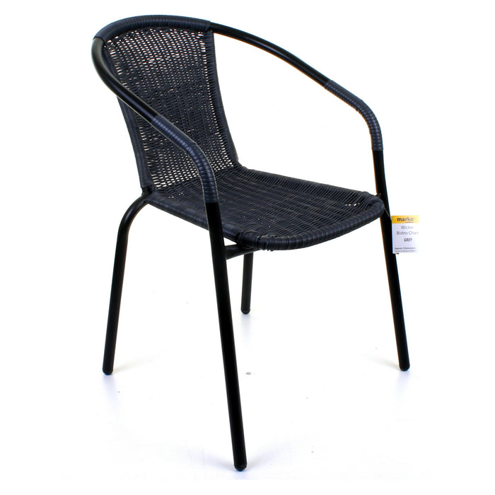3PC Grey Wicker Bistro Set