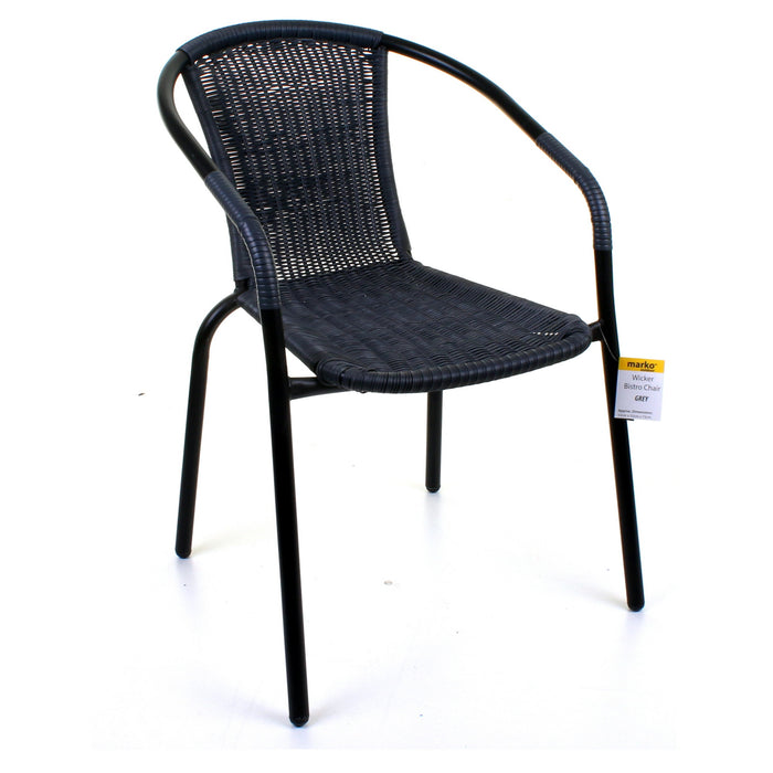 3PC Grey Wicker Bistro Set