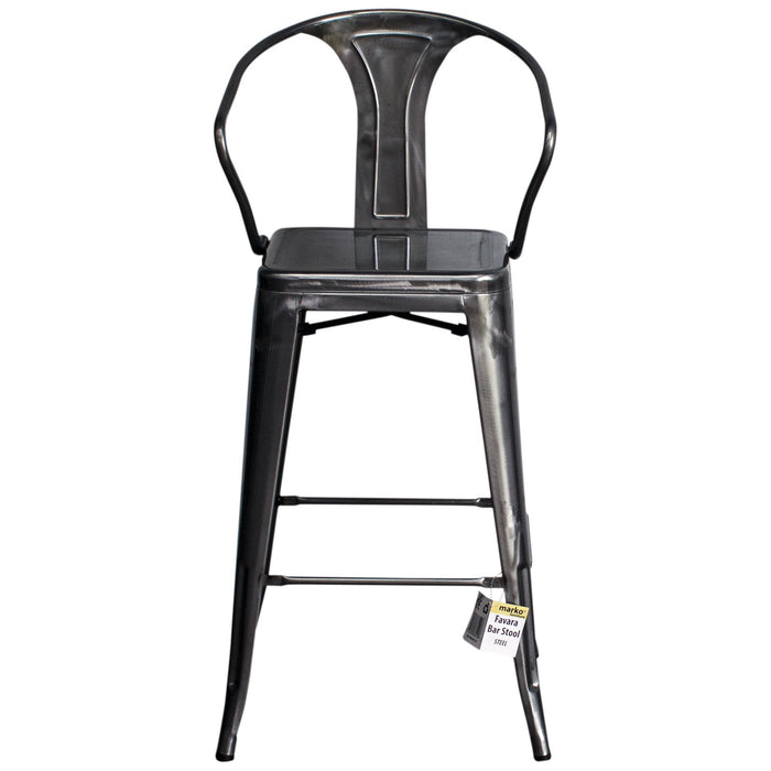 3PC Laus Table & Favara Bar Stool Set - Steel