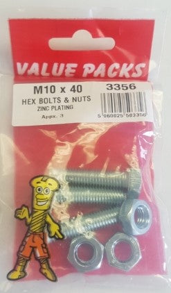 Hex Bolts & Nuts M10 X 40