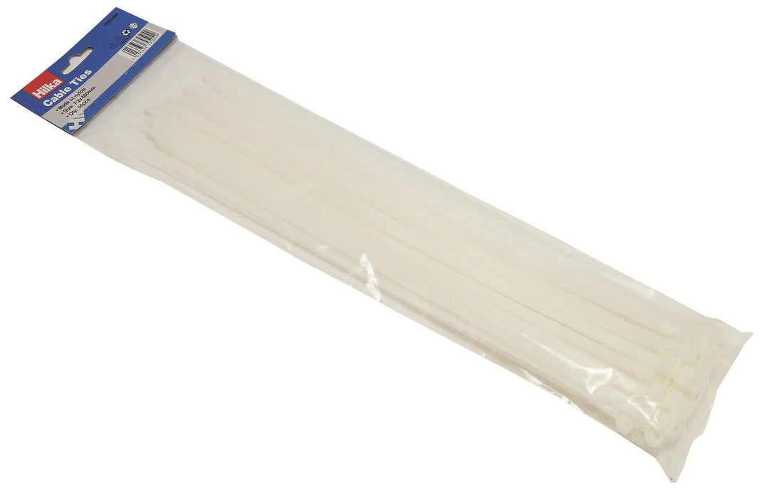 Cable Ties White 7.2mm x 400mm 50pc