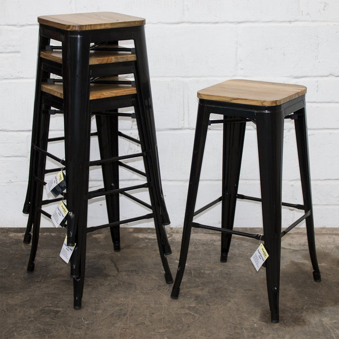 5PC Lodi Table & Firenze Bar Stool Set - Black