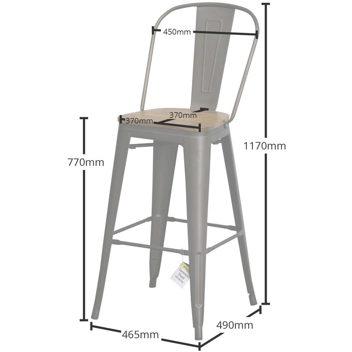 3PC Laus Table & Soranzo Bar Stool Set - Gun Metal Grey