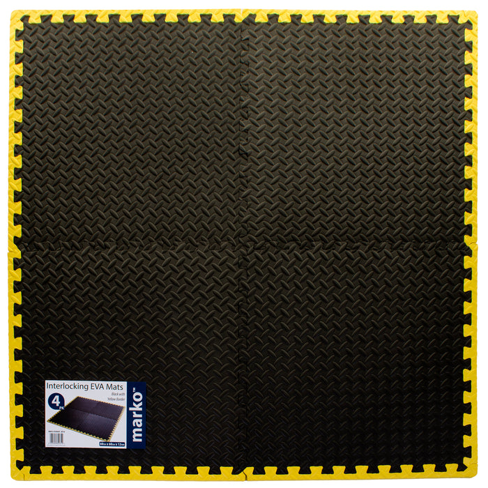 4PK Black/Yellow Interlocking EVA Mats