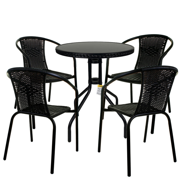 Black Wicker Edge Table Bistro Sets