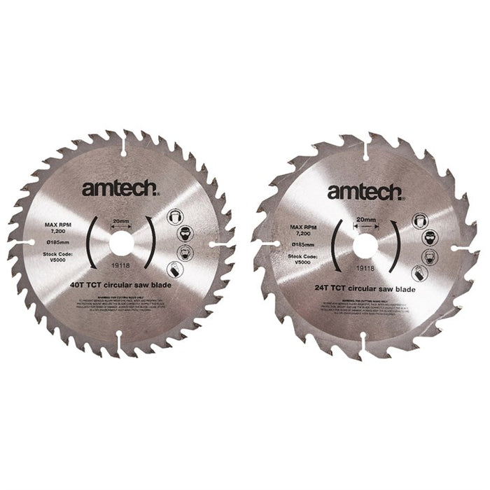 Circular Saw Blade Set (24T/40T) 2pc 185mm