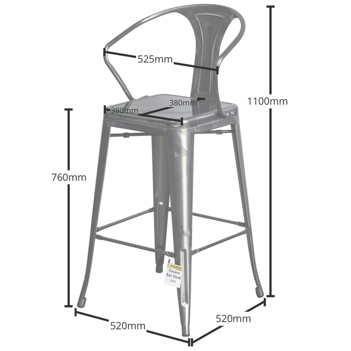 3PC Lodi Table & Favara Bar Stool Set - Steel