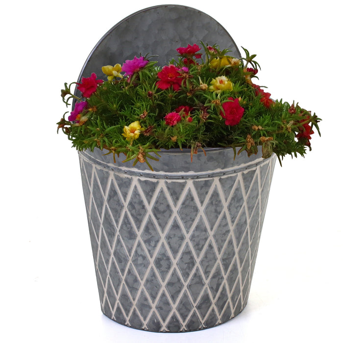 Galvanised Round Hanging Planters
