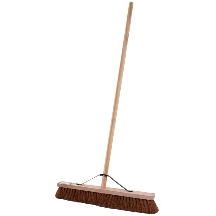 Coco  Bristle Platform Broom Fitted with Metal Stay and Handle 24"