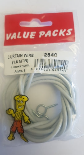 Curtain Wire Including Hook & Eyes 1pc