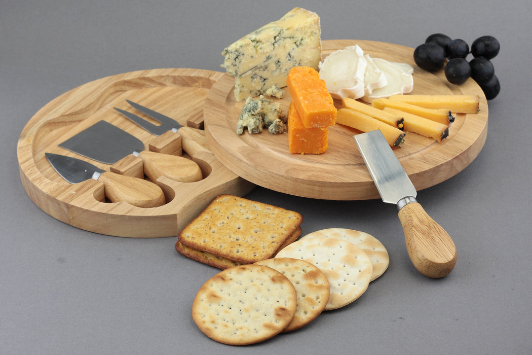 Cheese Board Box with Knives Hevea Wood — JMart Warehouse
