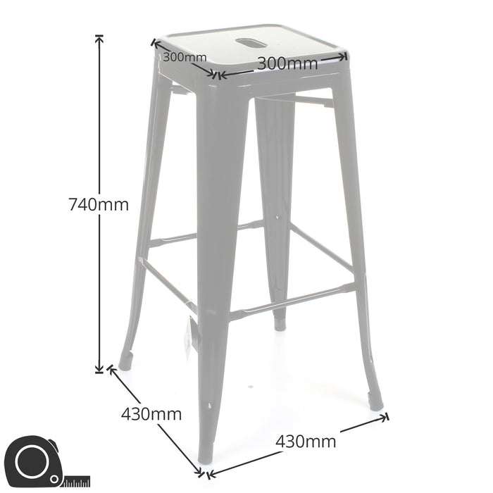 5PC Lodi Table & Orvieto Bar Stool Set - Onyx Matt Black