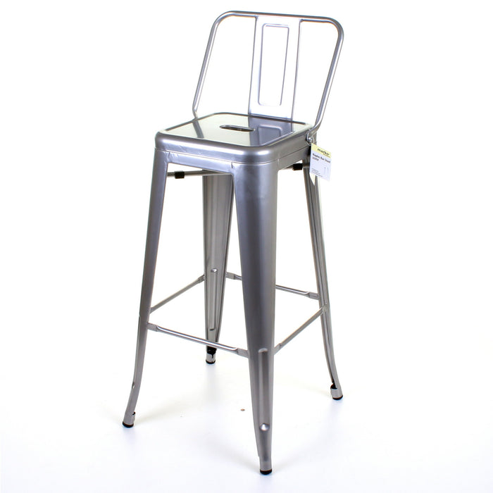 Tolix Style Naples Bar Stool - Silver
