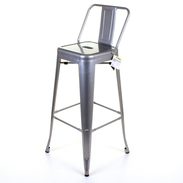 Tolix Style Naples Bar Stool - Silver
