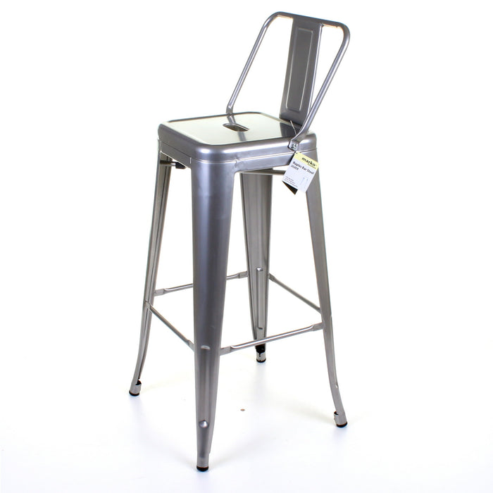 Tolix Style Naples Bar Stool - Silver