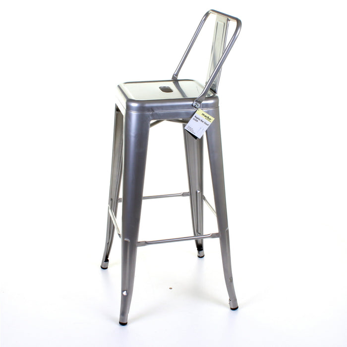 Tolix Style Naples Bar Stool - Silver