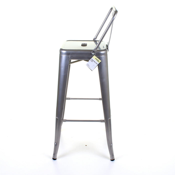 Tolix Style Naples Bar Stool - Silver