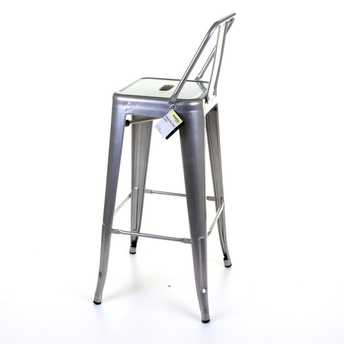 Tolix Style Naples Bar Stool - Silver