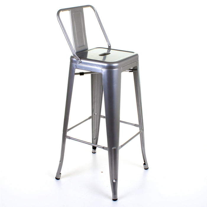 Tolix Style Naples Bar Stool - Silver