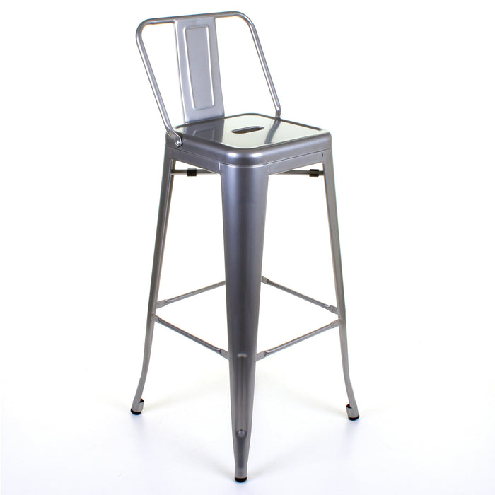 Tolix Style Naples Bar Stool - Silver