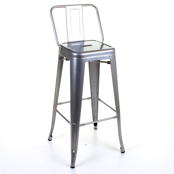 Tolix Style Naples Bar Stool - Silver