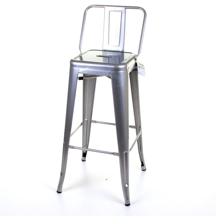 Tolix Style Naples Bar Stool - Silver