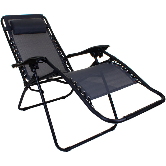 Grey Reclining Sun Lounger & Table Set 3pc