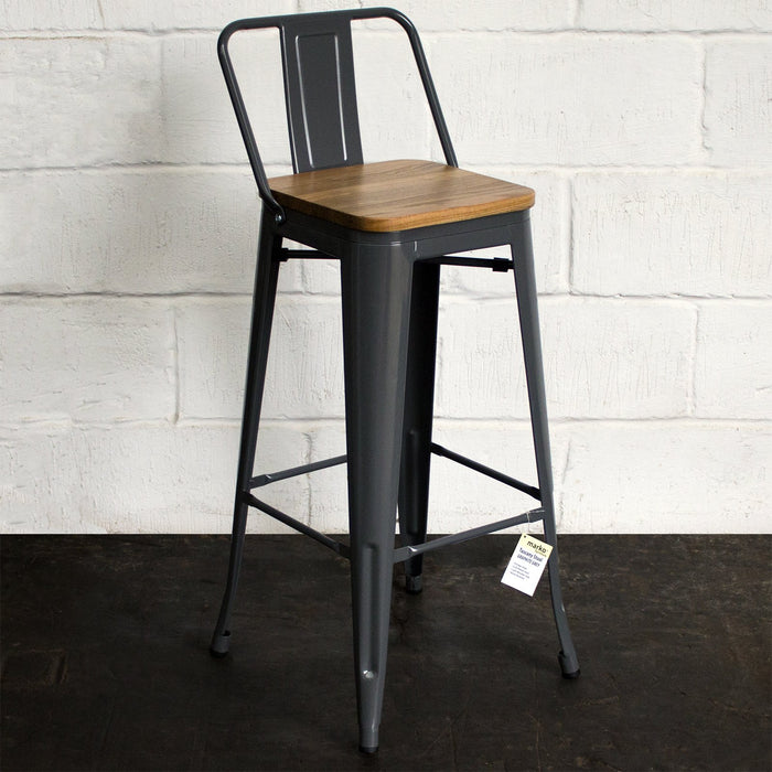 5PC Lodi Table & Tuscany Bar Stool Set - Graphite Grey