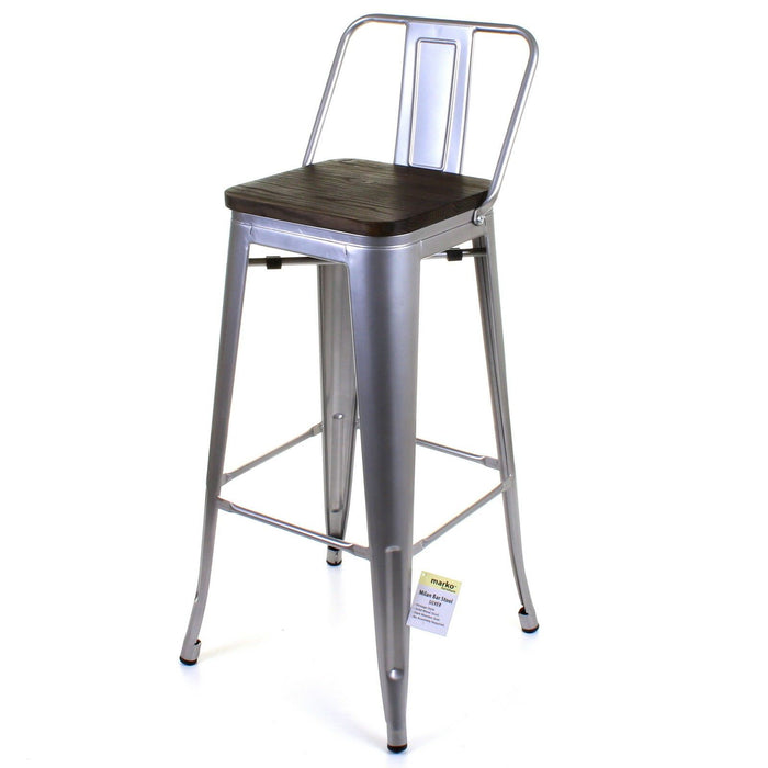 Tolix Style Milan Bar Stool - Silver