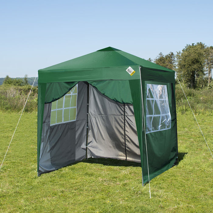 2M x 2M Easy Up Gazebo with Sides - Green