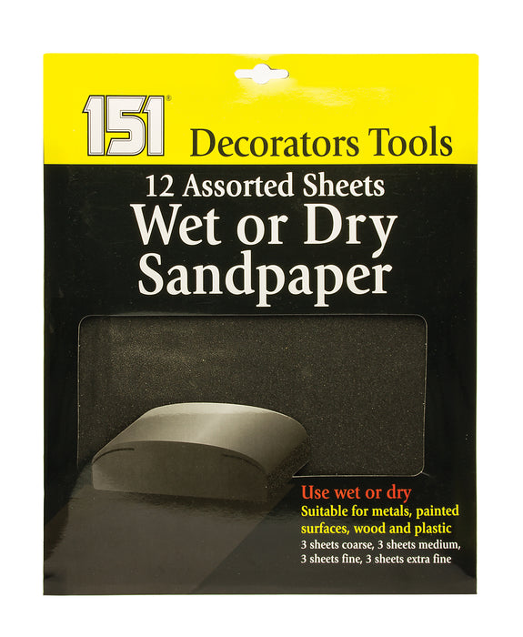 Wet or Dry Sandpaper 12pk