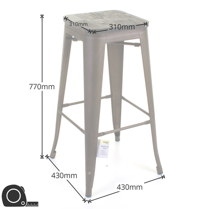 5PC Lodi Table & Firenze Bar Stool Set - Gun Metal Grey