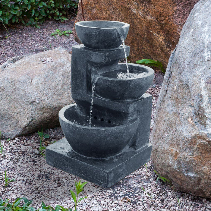 Layered Charcoal Effect Solar Water Feature