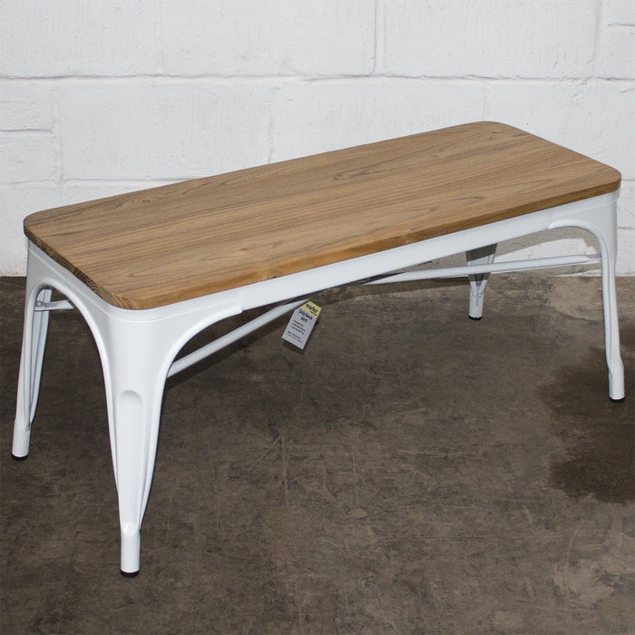 4PC Prato Table, 2 Rho Stools & Sicily Bench Set - White