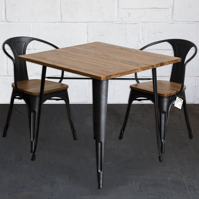 3PC Enna Table & Florence Chair Set - Onyx Matt Black