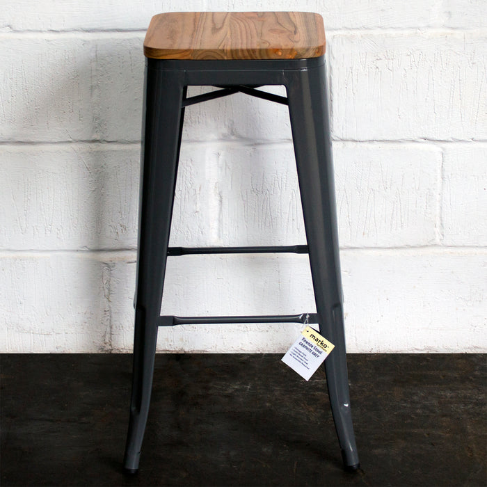 Tolix Style Firenze Bar Stool - Graphite Grey