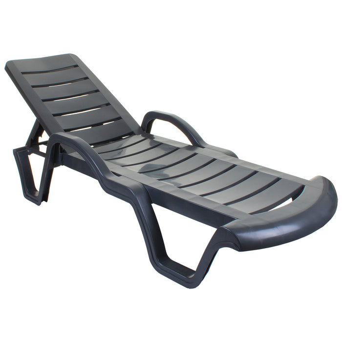 Plastic Lara Sun Lounger - Anthracite Grey