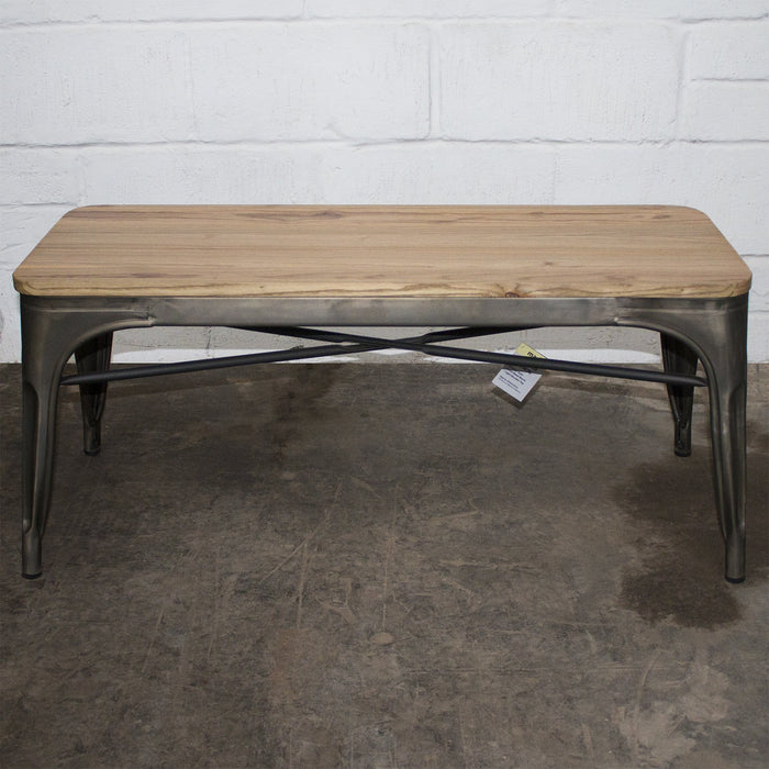 4PC Prato Table, 2 Florence Chairs & Sicily Bench Set - Gun Metal Grey