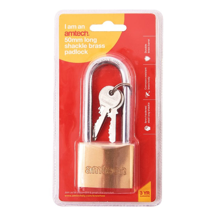 Brass Padlock Long Shackle 50mm