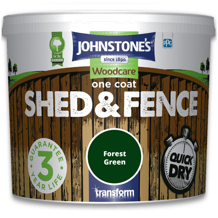 Johnstone's One Coat Shed & Fence Paint - Forest Green 5L