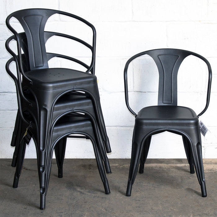 5PC Prato Table & 4 Forli Chairs Set - Onyx Matt Black