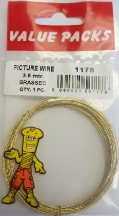 Picture Wire 3 Metres Brassed 1pc