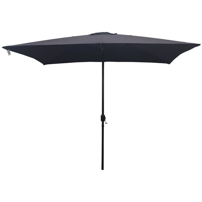 2M x 3M Rectangular Crank Parasol - Black