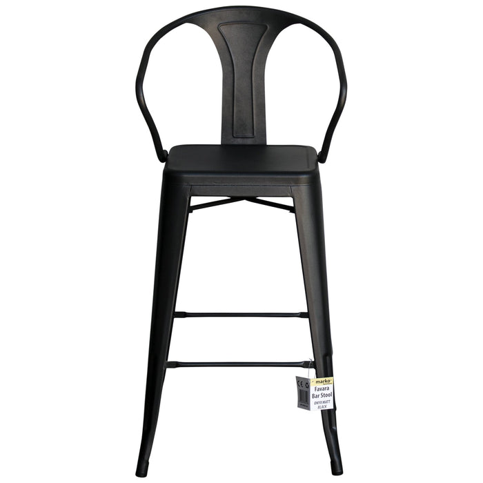 5PC Laus Table & Favara Bar Stool Set - Onyx Matt Black