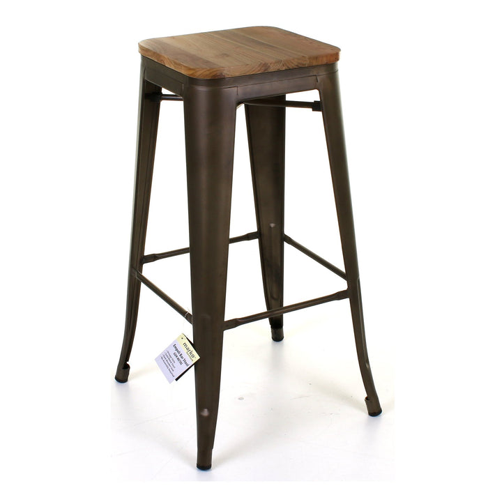 5PC Lodi Table & Firenze Bar Stool Set - Gun Metal Grey