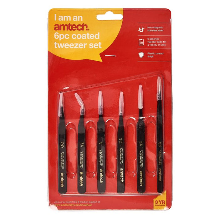 Coated Tweezer Set 6pc