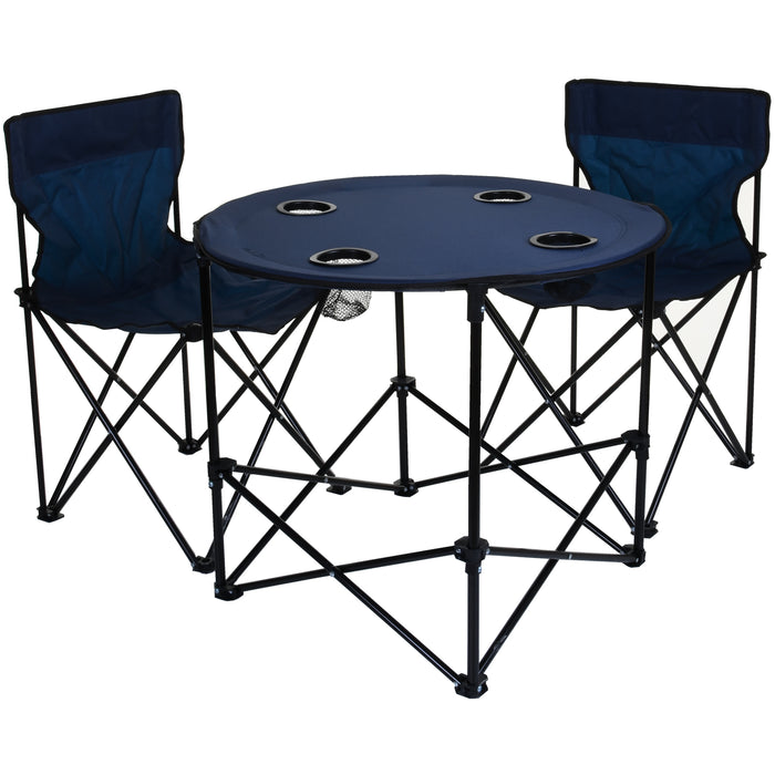 3PC Camping Chair and Table Set - Navy Blue