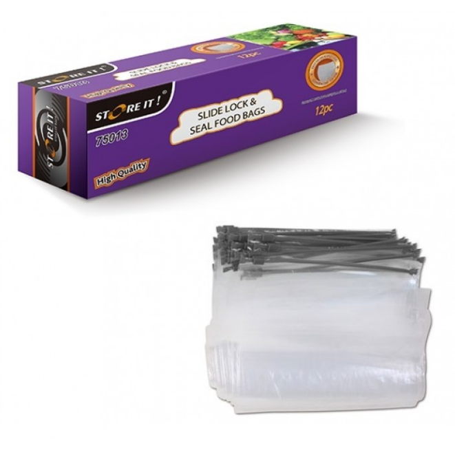 Slide Lock and Seal Food Bags 12pc